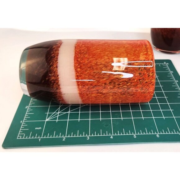 Blown Glass Tumblers Orange Brown 1970s Retro Style Barware Made for Pier One Se - Picture 7 of 9